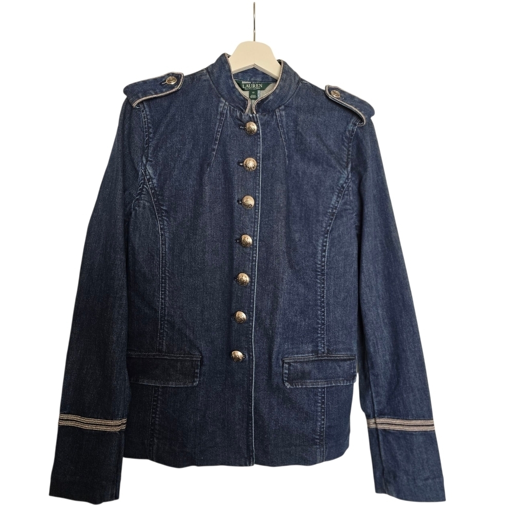 NWT Ralph LaurenWomen's Blue Denim Military Button-Up Jacket